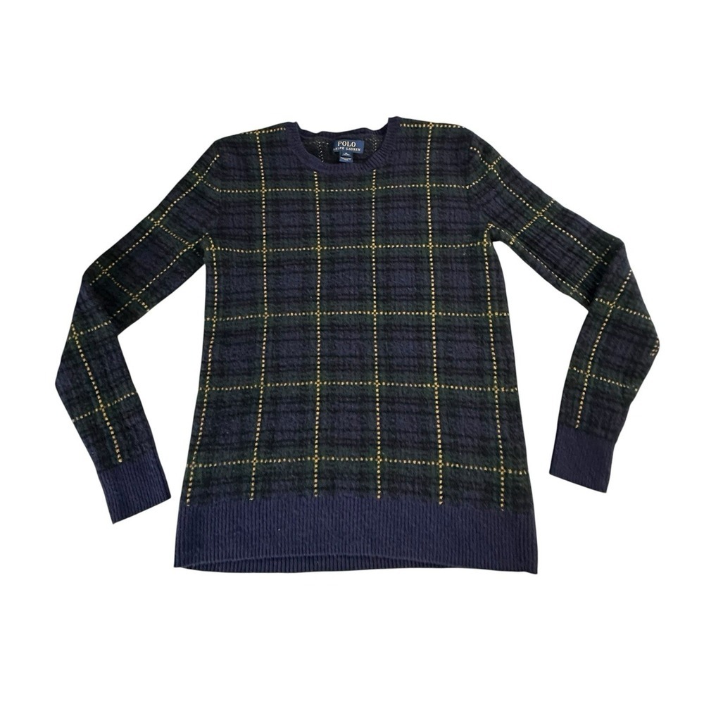 Polo Ralph Lauren Boy's Tartan Plaid Wool Blend Crewneck Pullover Sweater Sz XL